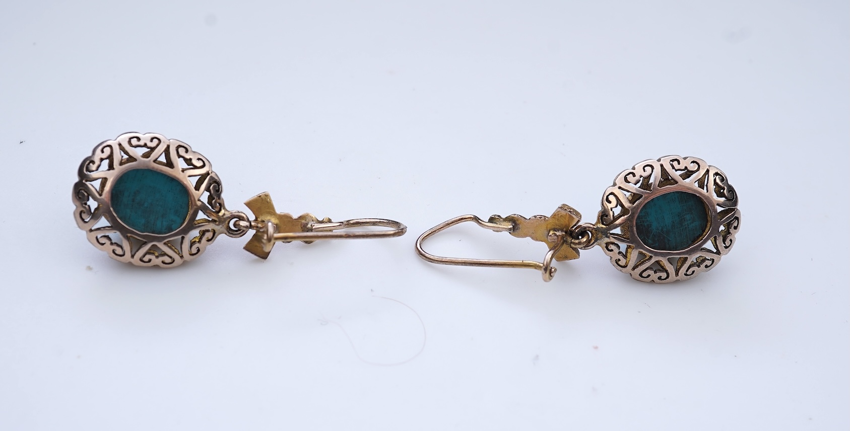 A pair of simulated turquoise earrings